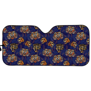 Blue Tiger Tattoo Pattern Print Car Sun Shade