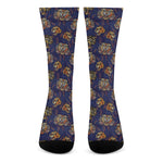 Blue Tiger Tattoo Pattern Print Crew Socks