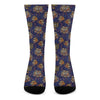 Blue Tiger Tattoo Pattern Print Crew Socks