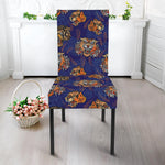 Blue Tiger Tattoo Pattern Print Dining Chair Slipcover