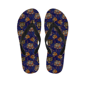 Blue Tiger Tattoo Pattern Print Flip Flops