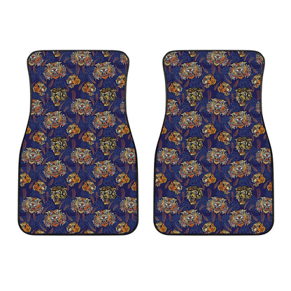 Blue Tiger Tattoo Pattern Print Front Car Floor Mats