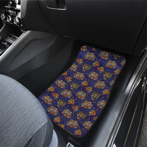 Blue Tiger Tattoo Pattern Print Front Car Floor Mats