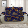 Blue Tiger Tattoo Pattern Print Half Sofa Protector