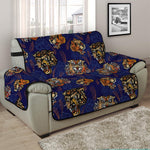 Blue Tiger Tattoo Pattern Print Half Sofa Protector