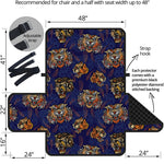 Blue Tiger Tattoo Pattern Print Half Sofa Protector