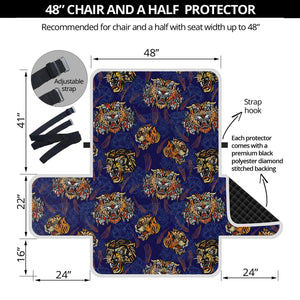 Blue Tiger Tattoo Pattern Print Half Sofa Protector