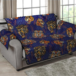 Blue Tiger Tattoo Pattern Print Loveseat Protector