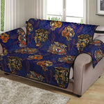 Blue Tiger Tattoo Pattern Print Loveseat Protector