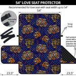 Blue Tiger Tattoo Pattern Print Loveseat Protector