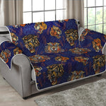 Blue Tiger Tattoo Pattern Print Loveseat Protector