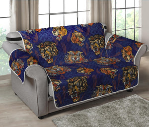 Blue Tiger Tattoo Pattern Print Loveseat Protector