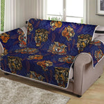 Blue Tiger Tattoo Pattern Print Loveseat Protector