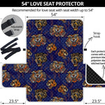 Blue Tiger Tattoo Pattern Print Loveseat Protector