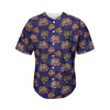 Blue Tiger Tattoo Pattern Print Men's Baseball Jersey