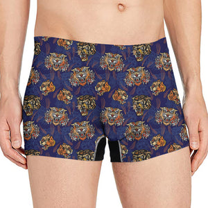 Blue Tiger Tattoo Pattern Print Men's Boxer Briefs