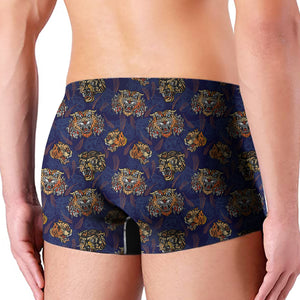 Blue Tiger Tattoo Pattern Print Men's Boxer Briefs