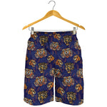 Blue Tiger Tattoo Pattern Print Men's Shorts