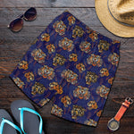 Blue Tiger Tattoo Pattern Print Men's Shorts