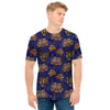 Blue Tiger Tattoo Pattern Print Men's T-Shirt