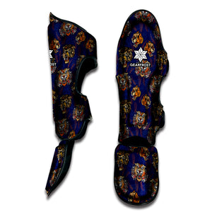 Blue Tiger Tattoo Pattern Print Muay Thai Shin Guard