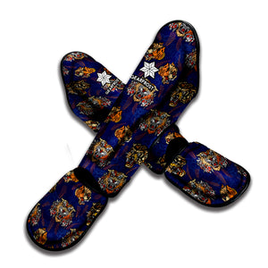 Blue Tiger Tattoo Pattern Print Muay Thai Shin Guard