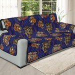 Blue Tiger Tattoo Pattern Print Oversized Sofa Protector