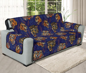 Blue Tiger Tattoo Pattern Print Oversized Sofa Protector