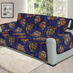 Blue Tiger Tattoo Pattern Print Oversized Sofa Protector