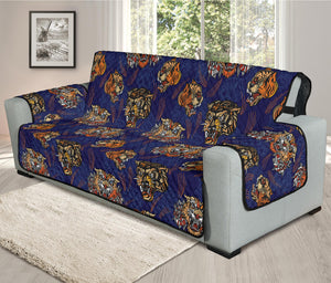 Blue Tiger Tattoo Pattern Print Oversized Sofa Protector