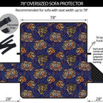 Blue Tiger Tattoo Pattern Print Oversized Sofa Protector