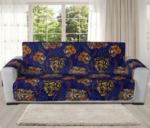 Blue Tiger Tattoo Pattern Print Oversized Sofa Protector