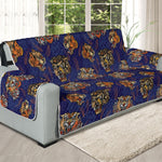 Blue Tiger Tattoo Pattern Print Oversized Sofa Protector