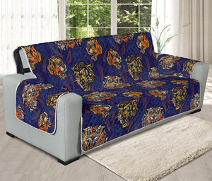 Blue Tiger Tattoo Pattern Print Oversized Sofa Protector