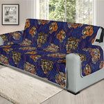 Blue Tiger Tattoo Pattern Print Oversized Sofa Protector