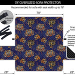 Blue Tiger Tattoo Pattern Print Oversized Sofa Protector