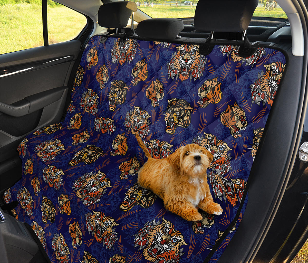 Blue Tiger Tattoo Pattern Print Pet Car Back Seat Cover