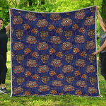 Blue Tiger Tattoo Pattern Print Quilt