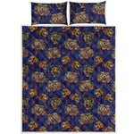 Blue Tiger Tattoo Pattern Print Quilt Bed Set