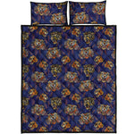 Blue Tiger Tattoo Pattern Print Quilt Bed Set