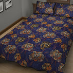 Blue Tiger Tattoo Pattern Print Quilt Bed Set