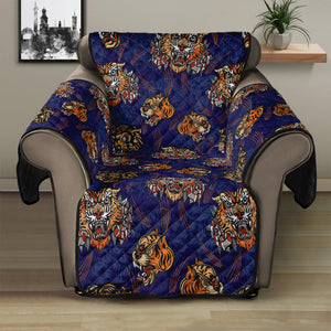 Blue Tiger Tattoo Pattern Print Recliner Protector