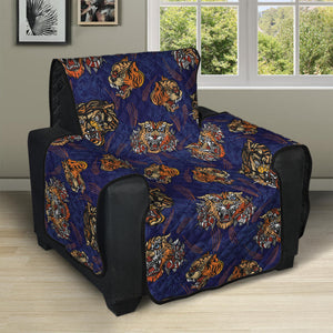 Blue Tiger Tattoo Pattern Print Recliner Protector