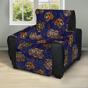 Blue Tiger Tattoo Pattern Print Recliner Protector