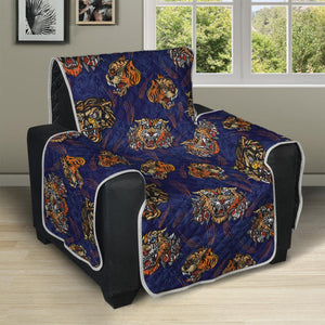 Blue Tiger Tattoo Pattern Print Recliner Protector