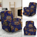 Blue Tiger Tattoo Pattern Print Recliner Slipcover