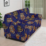 Blue Tiger Tattoo Pattern Print Sofa Cover