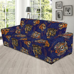 Blue Tiger Tattoo Pattern Print Sofa Slipcover