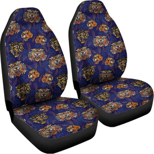 Blue Tiger Tattoo Pattern Print Universal Fit Car Seat Covers