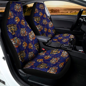 Blue Tiger Tattoo Pattern Print Universal Fit Car Seat Covers